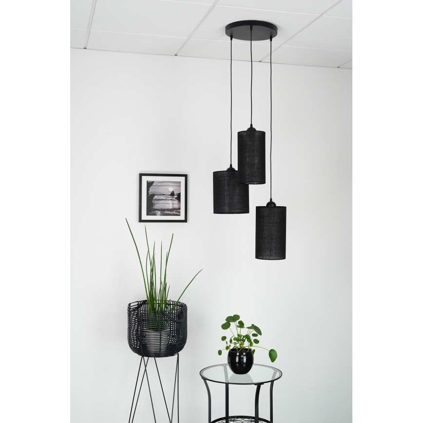 Brilagi - Lámpara colgante TUBES 3xE27/15W/230V negro