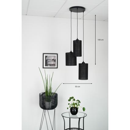 Brilagi - Lámpara colgante TUBES 3xE27/15W/230V negro