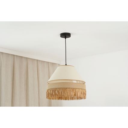 Brilagi - Lámpara colgante con cable WINNETOU AVIGNION 1xE27/15W/230V diámetro 35 cm marrón/crema