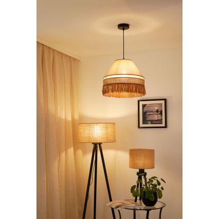 Brilagi - Lámpara colgante con cable WINNETOU AVIGNION 1xE27/15W/230V diámetro 35 cm marrón/crema