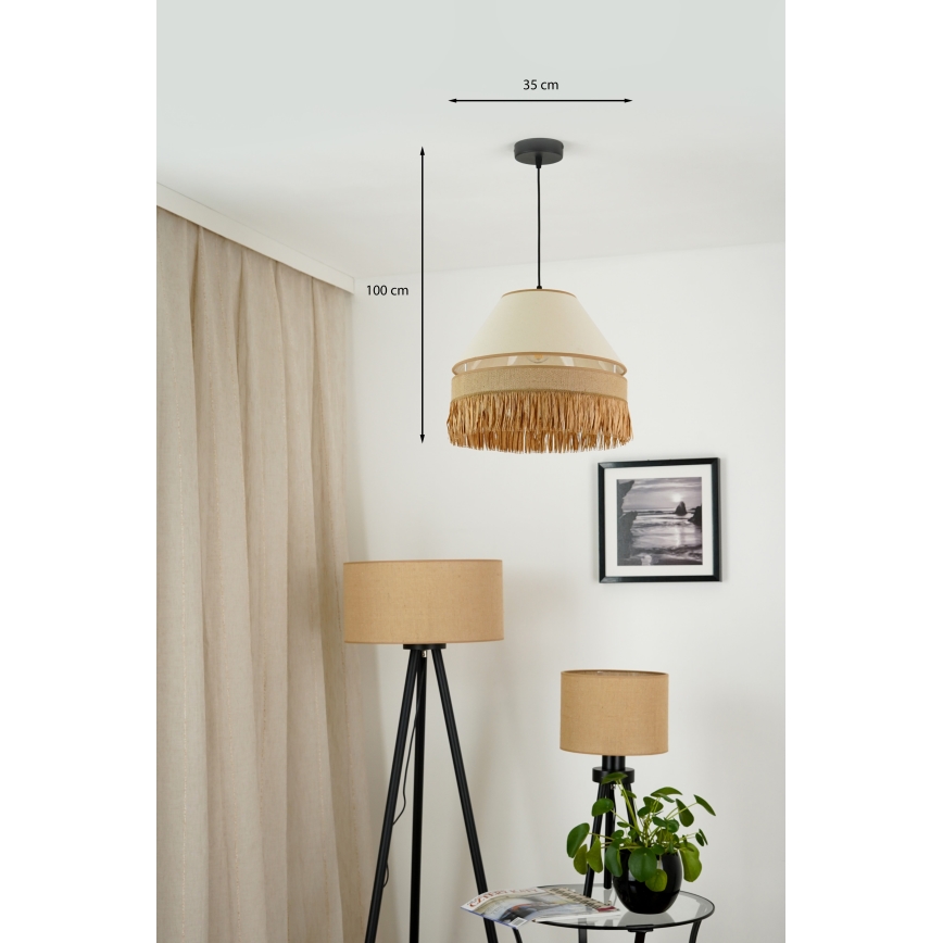 Brilagi - Lámpara colgante con cable WINNETOU AVIGNION 1xE27/15W/230V diámetro 35 cm marrón/crema