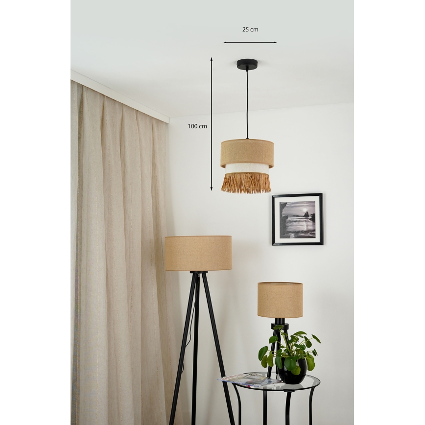 Brilagi - Lámpara colgante con cable WINNETOU BOHO 1xE27/15W/230V Ø 25 cm marrón/crema