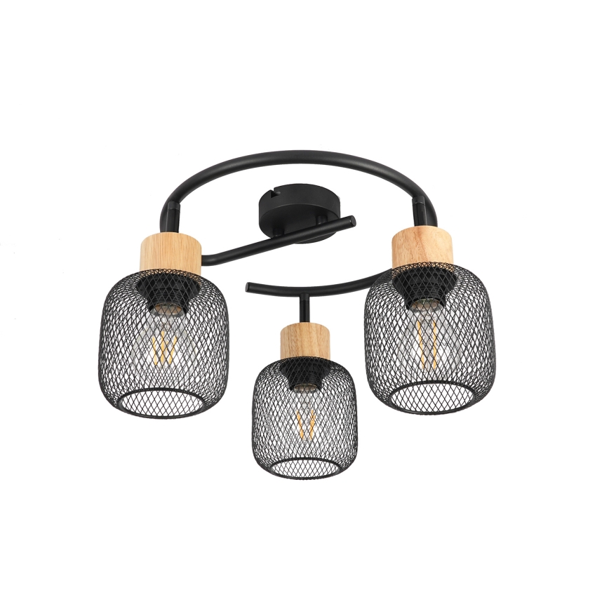 Brilagi - Lámpara de 3 focos BASKLITE 3xE27/15W/230V madera/negro