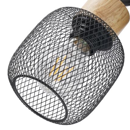 Brilagi - Lámpara de 3 focos BASKLITE 3xE27/15W/230V madera/negro