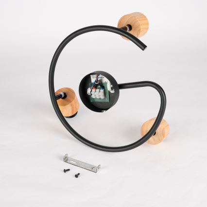 Brilagi - Lámpara de 3 focos BASKLITE 3xE27/15W/230V madera/negro