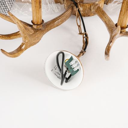 Brilagi - Lámpara de araña colgante con cadena DEER, 6xE14/10W/230V, Ø 102 cm, diseño de cornamenta