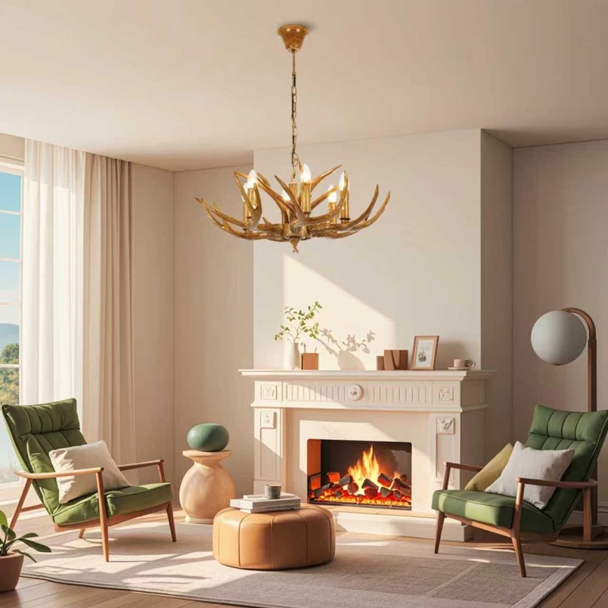 Brilagi - Lámpara de araña con cadena DEER 6xE14/10W/230V Ø 70 cm, diseño de cuernos de ciervo