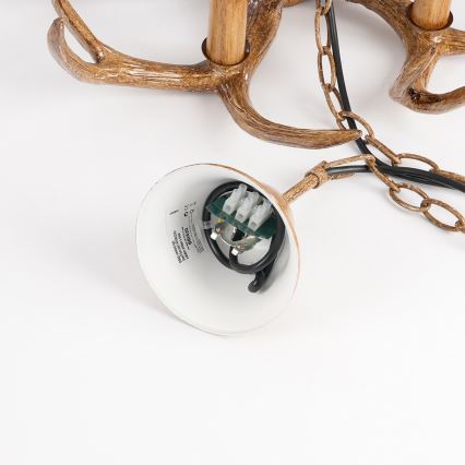 Brilagi - Lámpara de araña con cadena DEER 6xE14/10W/230V Ø 70 cm, diseño de cuernos de ciervo