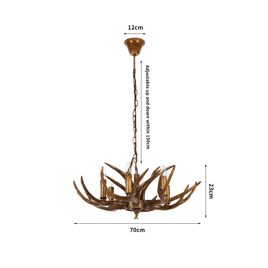 Brilagi - Lámpara de araña con cadena DEER 6xE14/10W/230V Ø 70 cm