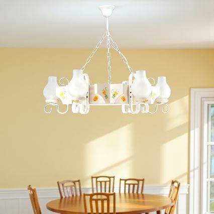 Brilagi - Lámpara de araña con cadena QUEEN 6xE14/40W/230V haya/crema