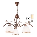 Brilagi - Lámpara de araña LED con cadena ANTICO 3xE27/60W/230V pátina de bronce