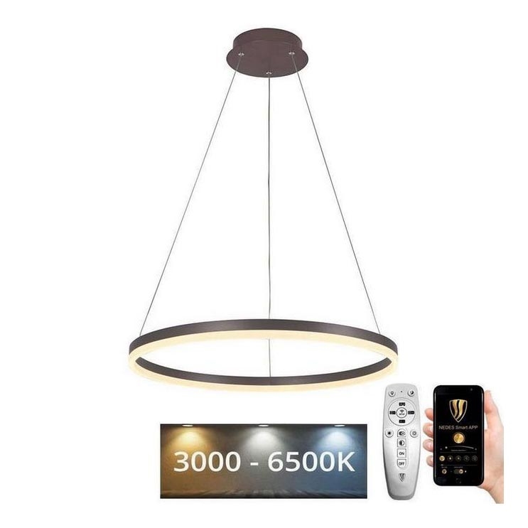 Brilagi - Lámpara de araña LED regulable CIRCLE LED/42W/230V 3000-6500K marrón + control remoto