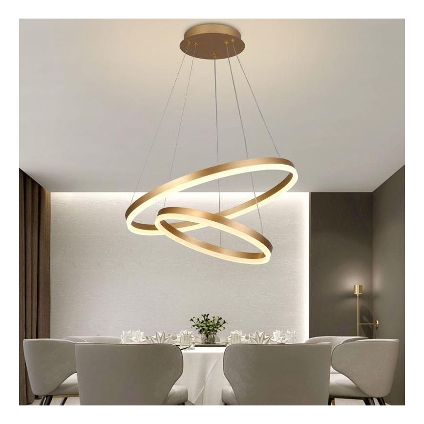 Brilagi - Lámpara de araña LED regulable CIRCLE LED/70W/230V 3000-6500K dorado + control remoto