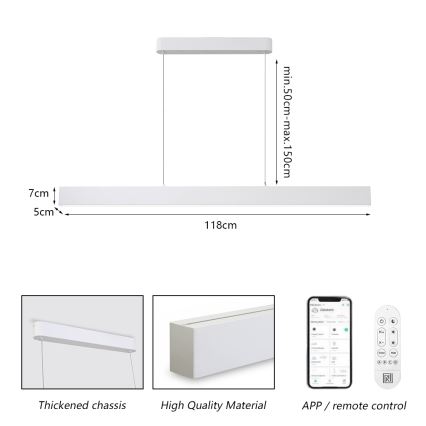 Brilagi - Lámpara de araña LED regulable SLEEKLINE SMART LED/40W/230V 3000-6000K Wi-Fi Tuya blanco + control remoto