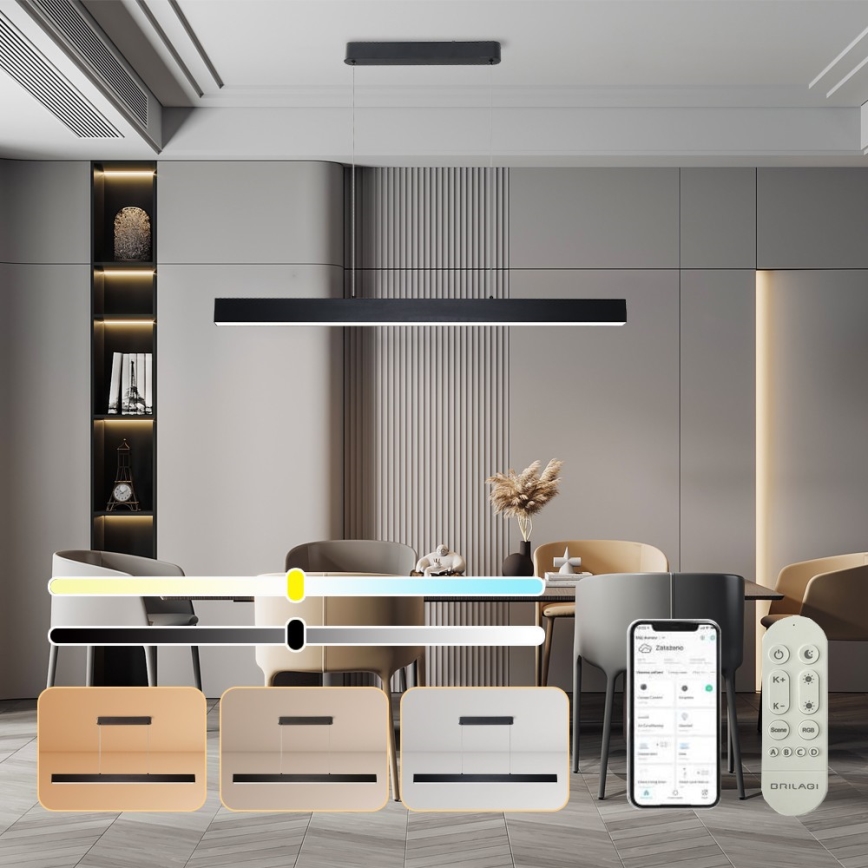 Brilagi - Lámpara de araña LED regulable SLEEKLINE SMART LED/40W/230V 3000-6000K Wi-Fi Tuya negro + control remoto