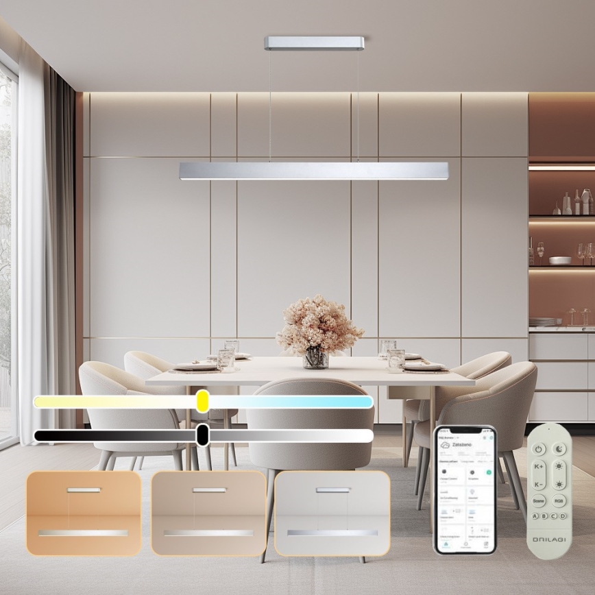 Brilagi - Lámpara de araña LED regulable SLEEKLINE SMART LED/40W/230V 3000-6000K Wi-Fi Tuya plata + control remoto
