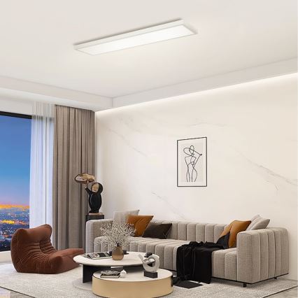 Brilagi - Luz de techo LED regulable para baño FRAME SMART LED/50W/230V 120x30 cm 3000-6000K IP44 plata + control remoto