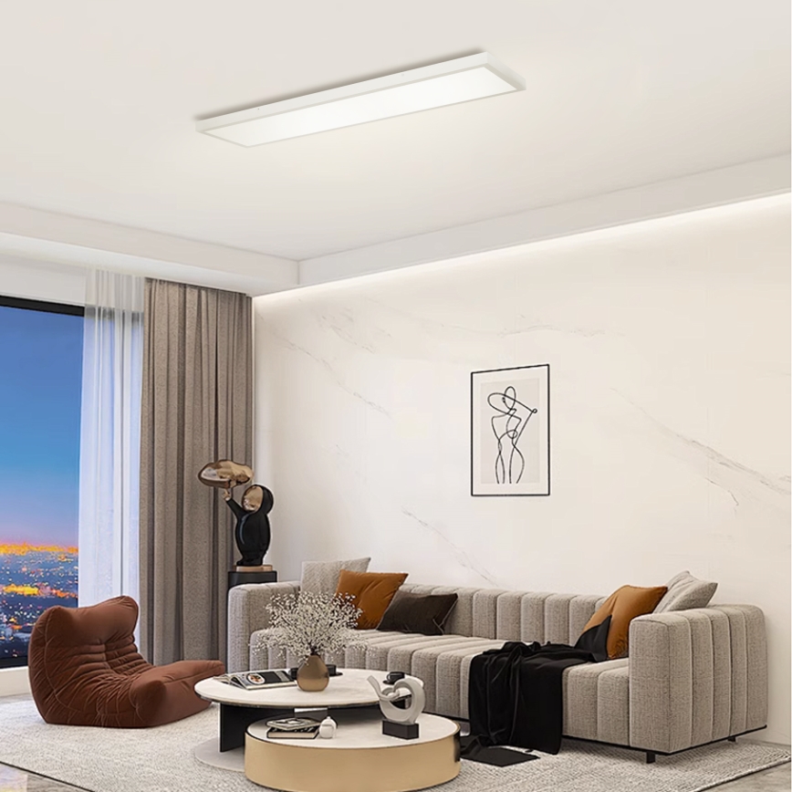 Brilagi - Luz de techo LED regulable para baño FRAME SMART LED/50W/230V 120x30 cm 3000-6000K IP44 plata + control remoto
