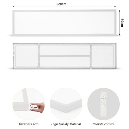 Brilagi - Luz de techo LED regulable para baño FRAME SMART LED/50W/230V 120x30 cm 3000-6000K IP44 plata + control remoto