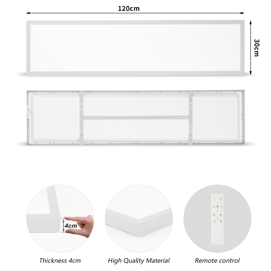 Brilagi - Luz de techo LED regulable para baño FRAME SMART LED/50W/230V 120x30 cm 3000-6000K IP44 plata + control remoto