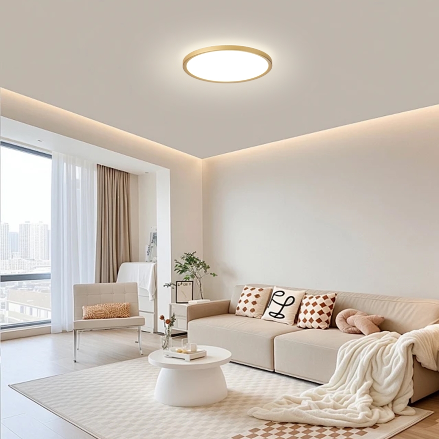 Brilagi - Plafón LED para baño ULTRA SLIM LED/18W/230V Ø 30 cm dorado IP54