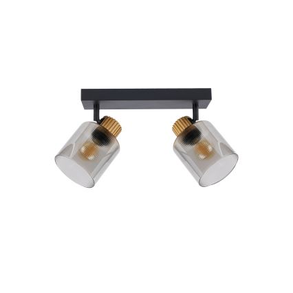 Brilagi - Lámpara de dos focos HYGGE 2xE14/15W/230V negra/vidrio ahumado