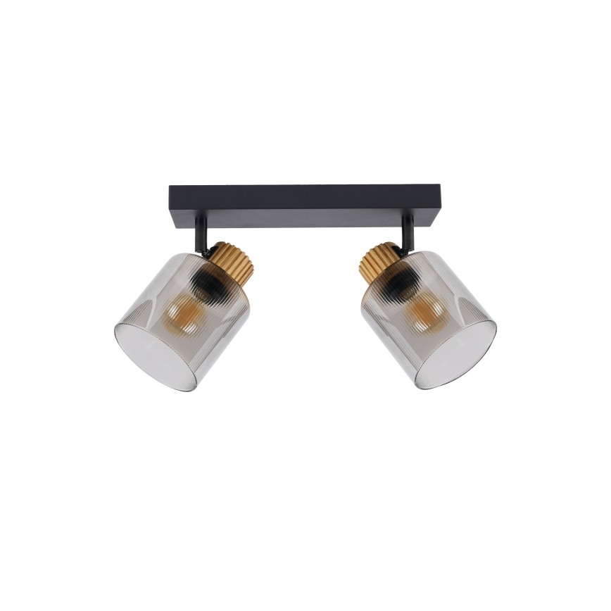 Brilagi - Lámpara de dos focos HYGGE 2xE14/15W/230V negra/vidrio ahumado
