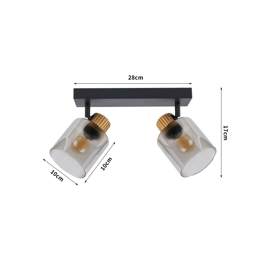 Brilagi - Lámpara de dos focos HYGGE 2xE14/15W/230V negra/vidrio ahumado