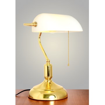 Brilagi - Lámpara de escritorio BANK OFFICE 1xE27/60W/230V dorado/blanco