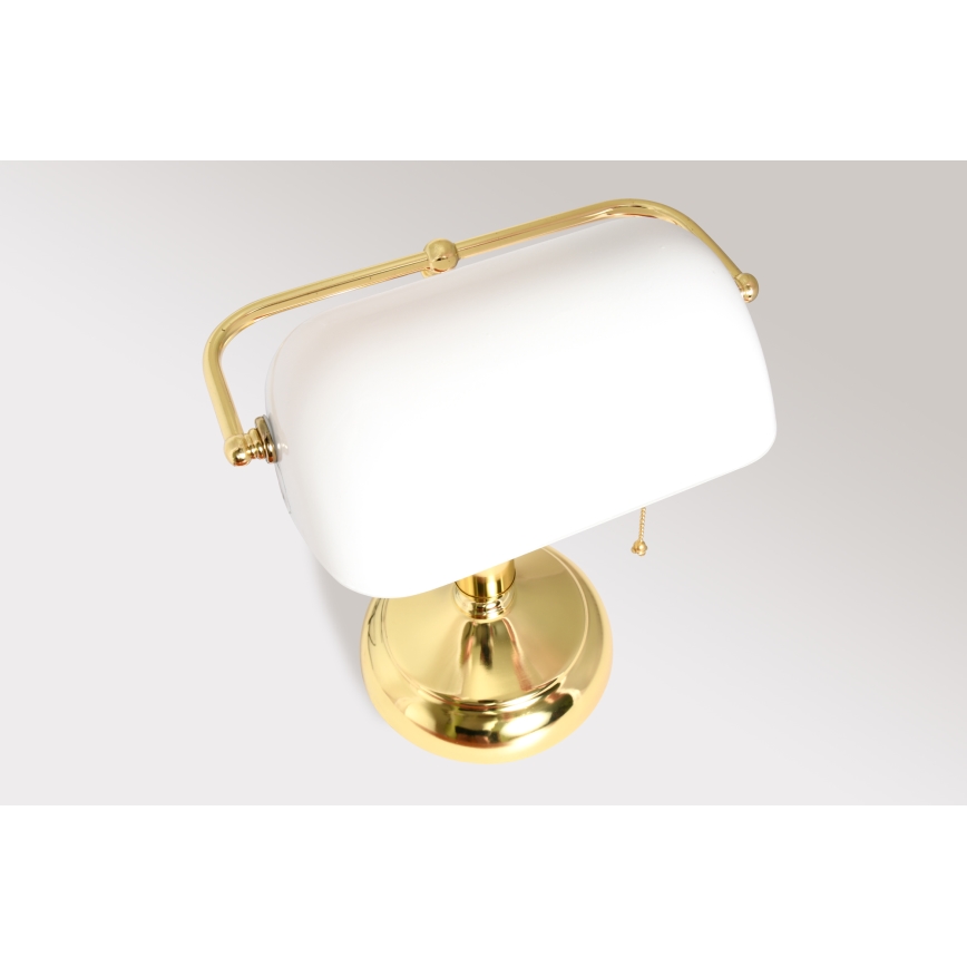 Brilagi - Lámpara de escritorio BANK OFFICE 1xE27/60W/230V dorado/blanco