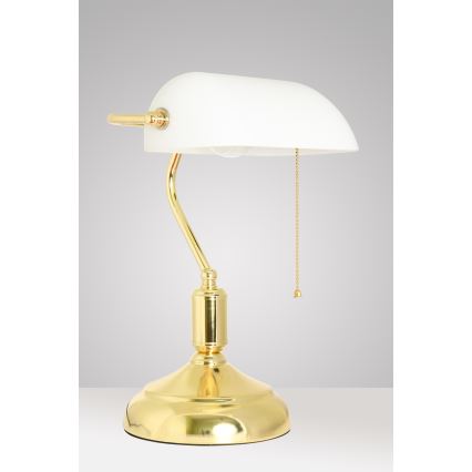 Brilagi - Lámpara de escritorio BANK OFFICE 1xE27/60W/230V dorado/blanco