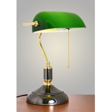 Brilagi - Lámpara de escritorio BANK OFFICE 1xE27/60W/230V negra/dorada/verde