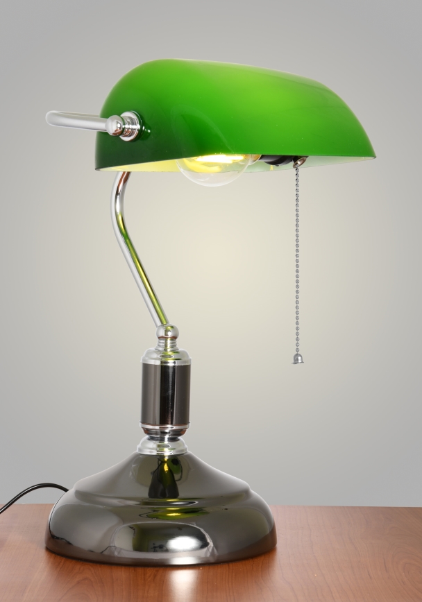 Brilagi - Lámpara de escritorio BANK OFFICE 1xE27/60W/230V negra/plateada/verde