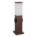 Brilagi - Lámpara de exterior con 2 enchufes SCHUKO, 1xE27/15W/230V, 40 cm, IP44, marrón
