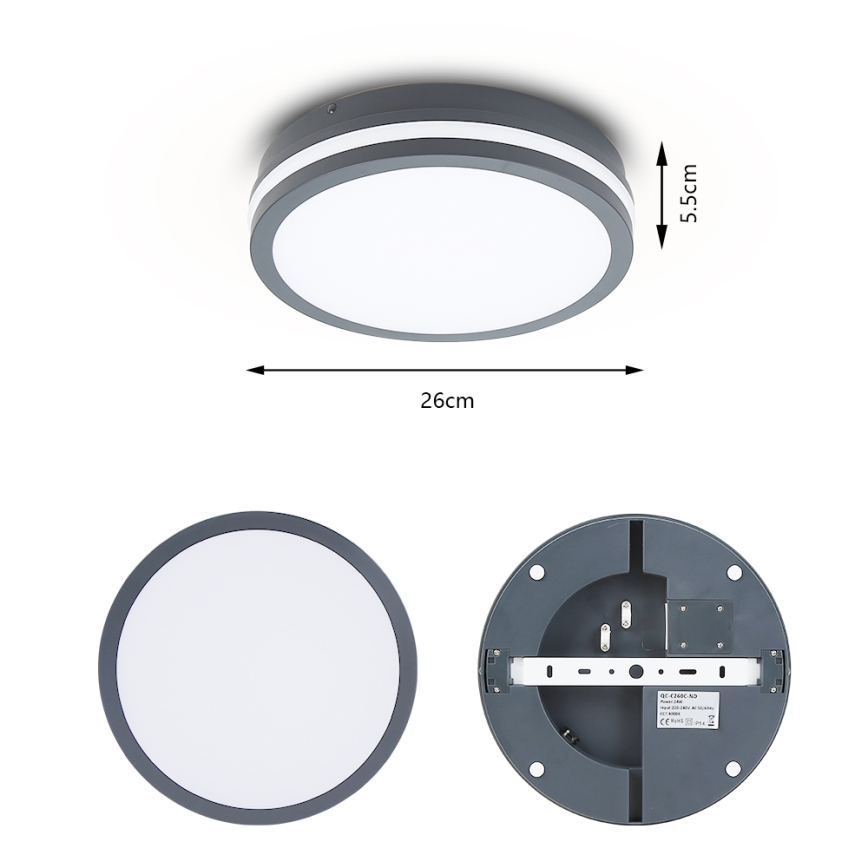 Brilagi - Lámpara de exterior LED con sensor BENE LED/24W/230V diá. 26 cm antracita IP54