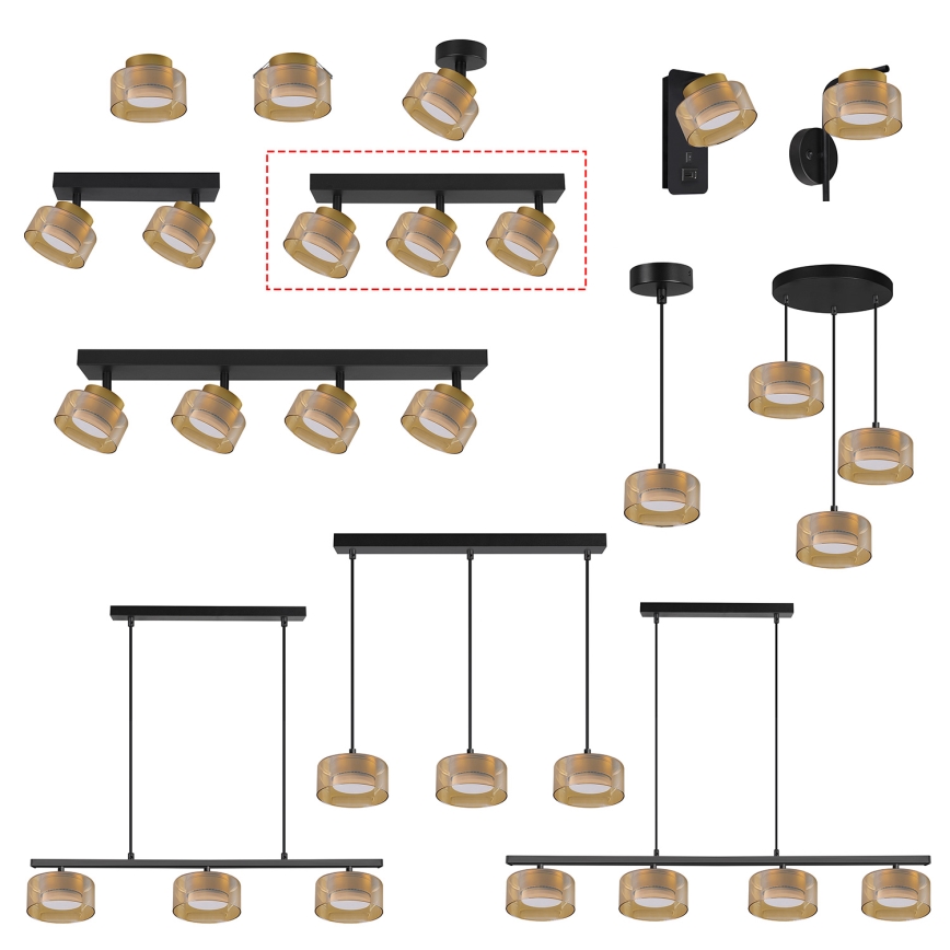 Brilagi - Lámpara de focos AURA LUX 3xGX53/30W/230V negro/dorado