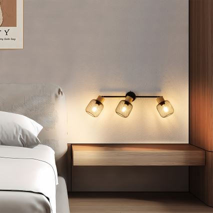 Brilagi - Lámpara de focos BASKLITE 3xE27/15W/230V madera/negro