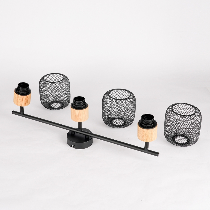 Brilagi - Lámpara de focos BASKLITE 3xE27/15W/230V madera/negro