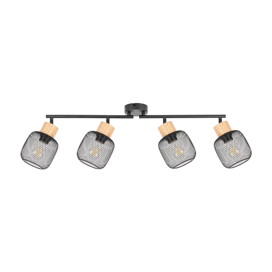 Brilagi - Lámpara de focos BASKLITE 4xE27/15W/230V madera de caucho/negro
