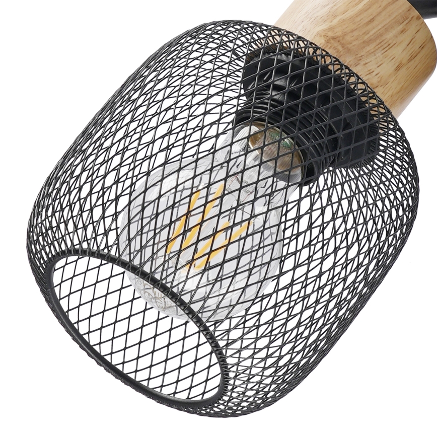 Brilagi - Lámpara de focos BASKLITE 4xE27/15W/230V madera de caucho/negro