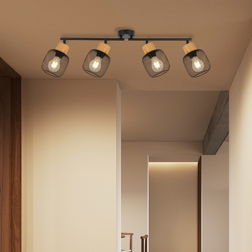 Brilagi - Lámpara de focos BASKLITE 4xE27/15W/230V madera/negro