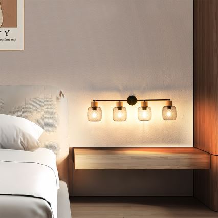 Brilagi - Lámpara de focos BASKLITE 4xE27/15W/230V madera/negro