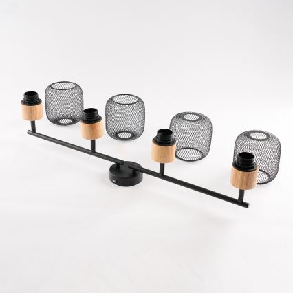 Brilagi - Lámpara de focos BASKLITE 4xE27/15W/230V madera/negro