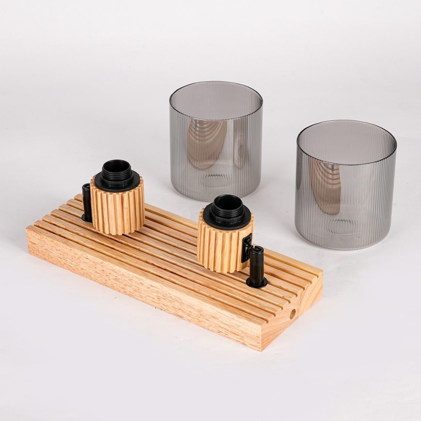 Brilagi - Lámpara de focos HYGGE 2xE14/15W/230V madera/ahumado