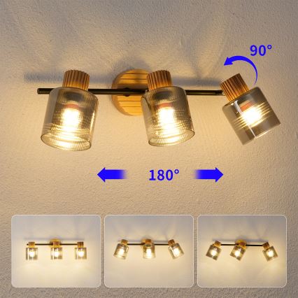 Brilagi - Lámpara de focos HYGGE 3xE14/15W/230V madera/ahumado