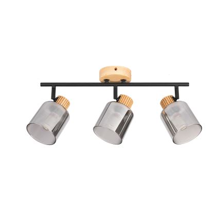 Brilagi - Lámpara de focos HYGGE 3xE14/15W/230V madera/ahumado