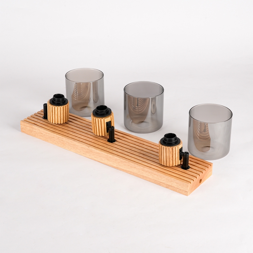 Brilagi - Lámpara de focos HYGGE 3xE14/15W/230V madera/ahumado