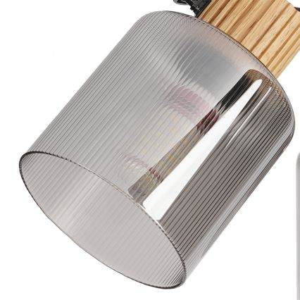 Brilagi - Lámpara de focos HYGGE 3xE14/15W/230V madera de caucho/fumé