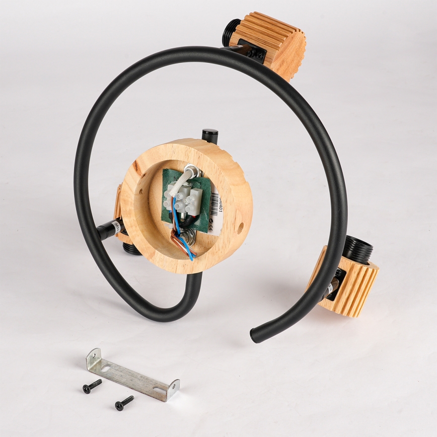 Brilagi - Lámpara de focos HYGGE 3xE14/15W/230V madera de caucho/fumé