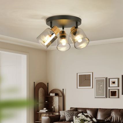 Brilagi - Lámpara de focos HYGGE 3xE14/15W/230V negro/ahumado